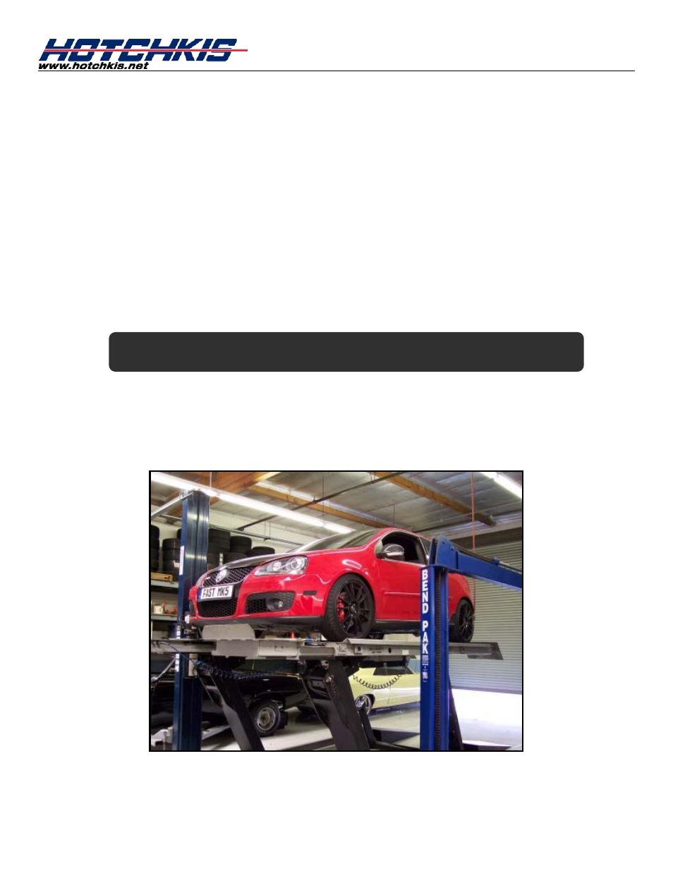 Installation of hotchkis rear sway bar, Double check hardware, Stiffness adjustment | Raising car | Hotchkis 22833R VW MKV, MKVI Rear Sport Sway Bar User Manual | Page 7 / 12