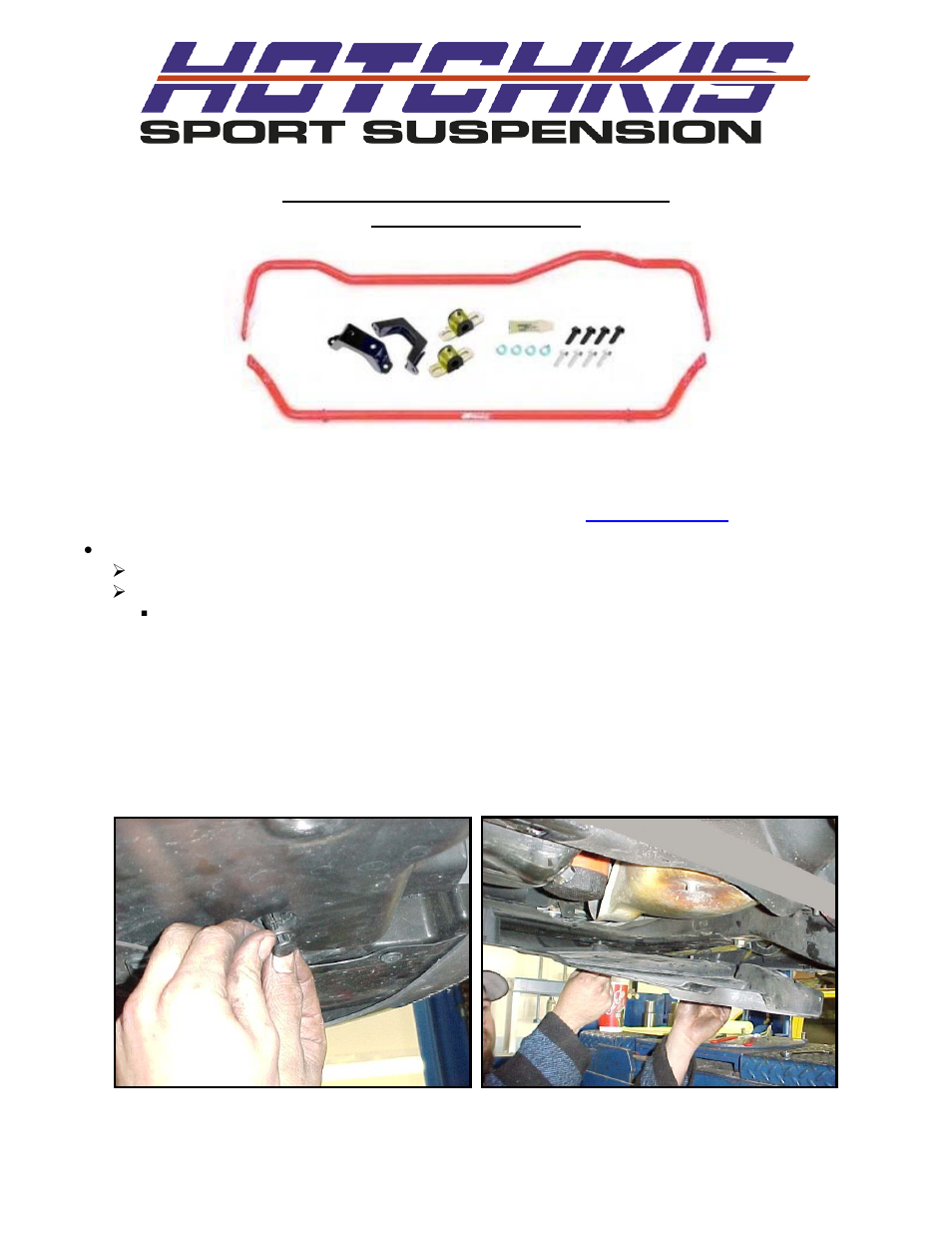 Hotchkis 22418 2004-2007 STI Competition Sway Bar Set User Manual | 13 pages