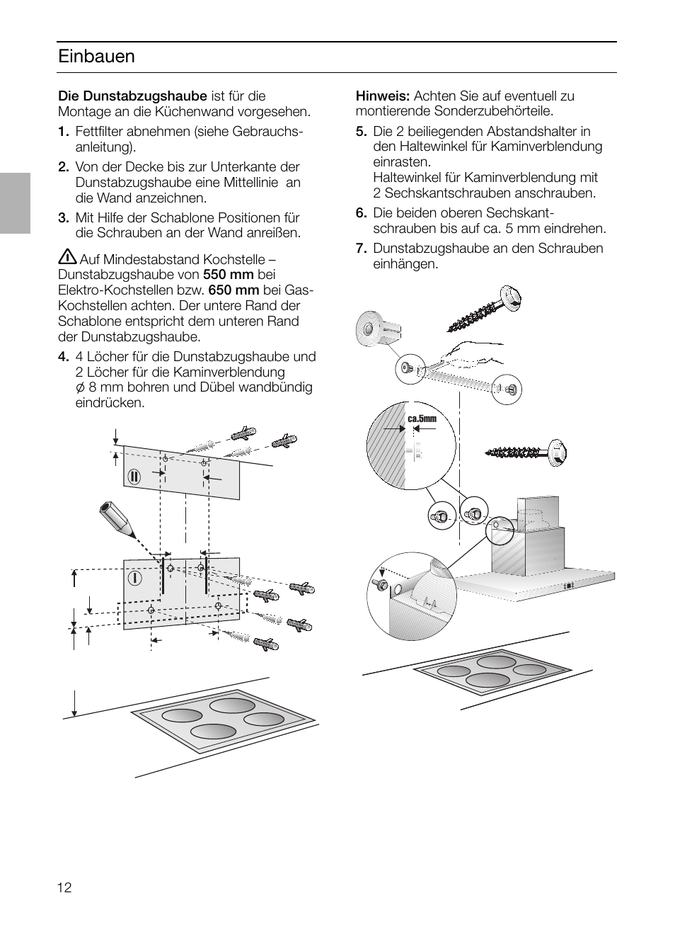 Einbauen | Siemens LC 46052 User Manual | Page 12 / 80