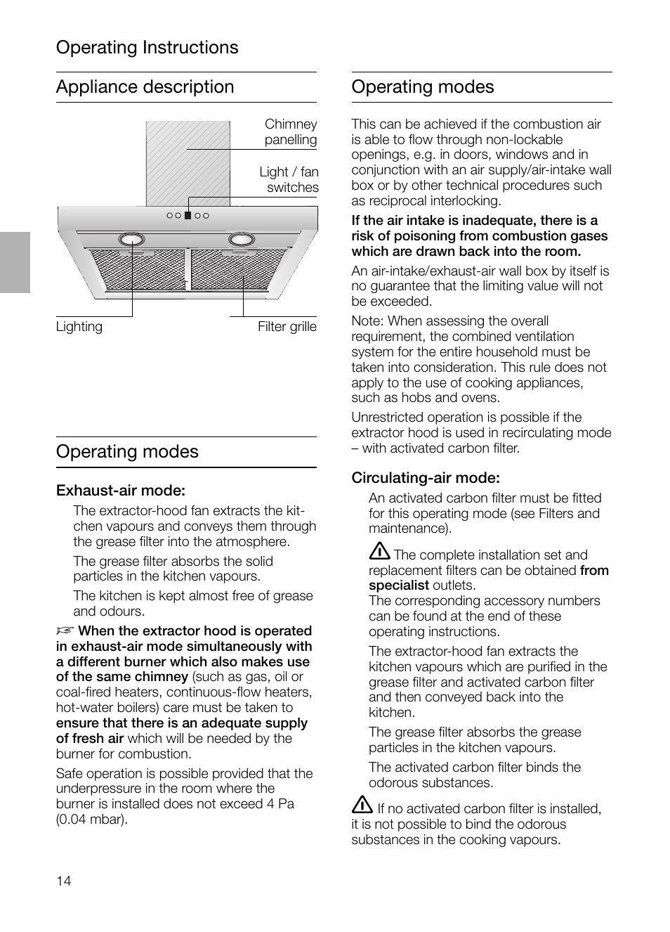 Operating modes | Siemens LC 46052 User Manual | Page 14 / 80