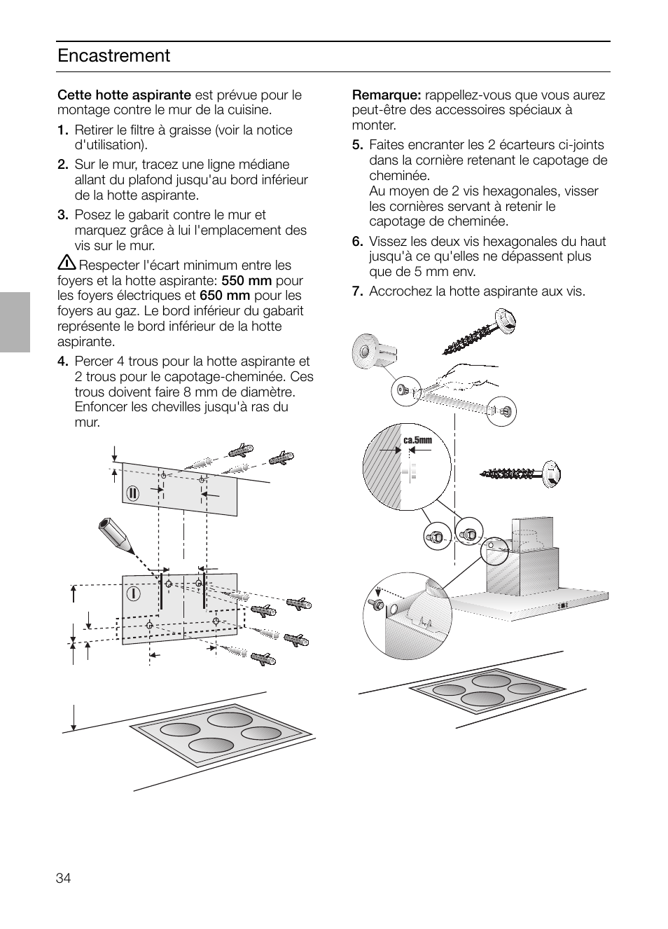 Encastrement | Siemens LC 46052 User Manual | Page 34 / 80