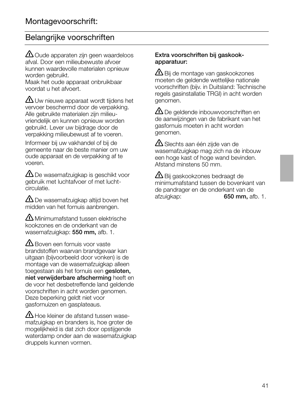 Belangrijke voorschriften montagevoorschrift | Siemens LC 46052 User Manual | Page 41 / 80