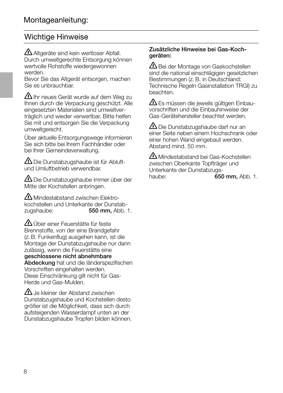 Montageanleitung: wichtige hinweise | Siemens LC 46052 User Manual | Page 8 / 80