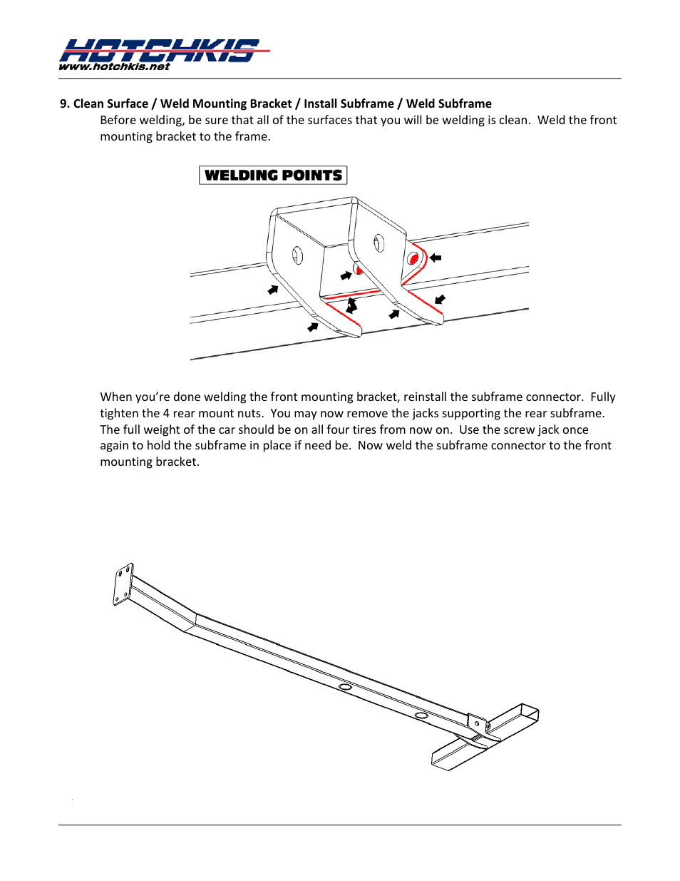 Hotchkis 4010 Subframe Connectors, Mopar B-Body User Manual | Page 10 / 16