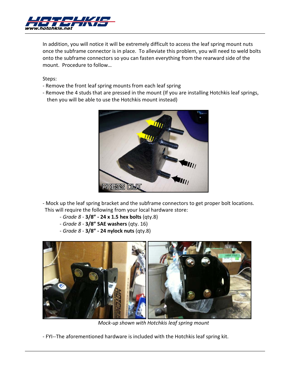 Hotchkis 4010 Subframe Connectors, Mopar B-Body User Manual | Page 6 / 16