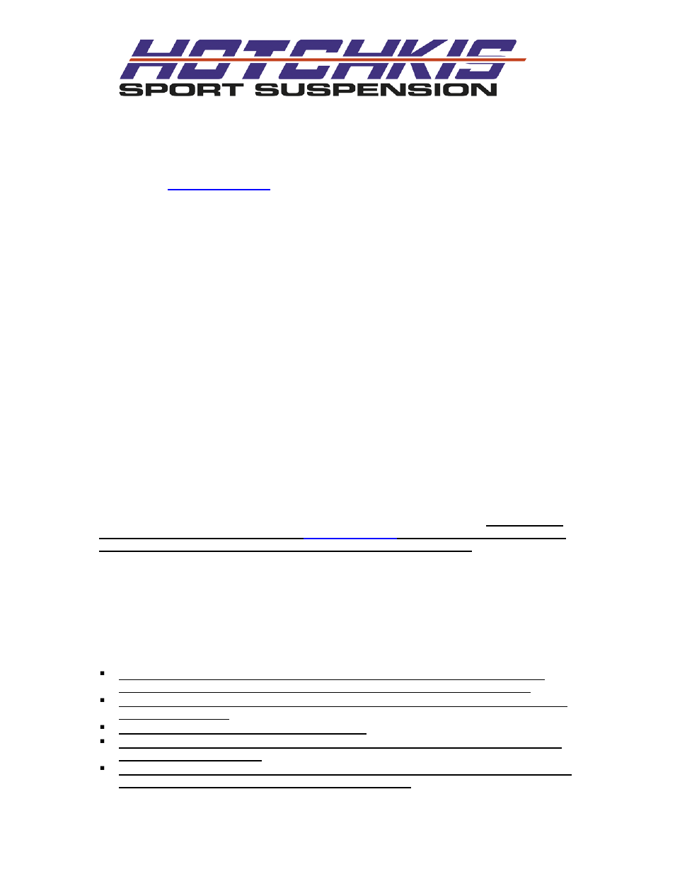 Uinstalled in any vehicle that has been modified, Hotchkis performance llc, Return policy & limited warranty | Hotchkis 22407R Subaru WRX Autocross Rear Sway Bar User Manual | Page 11 / 13