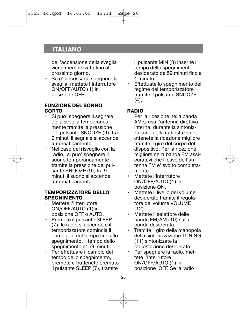 Italiano | Vitek VT-3523 User Manual | Page 21 / 52