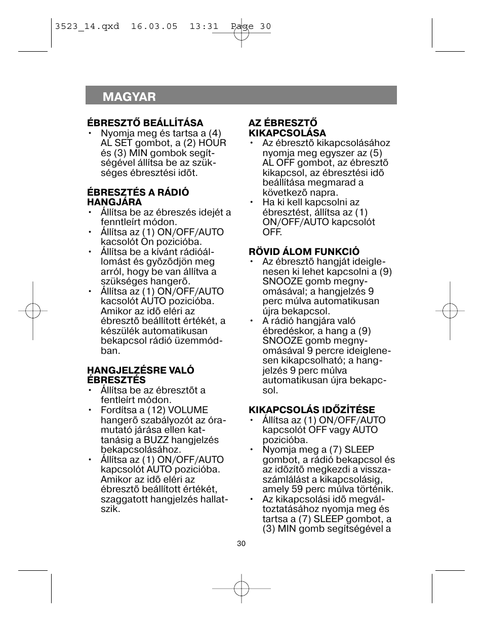 Magyar | Vitek VT-3523 User Manual | Page 31 / 52