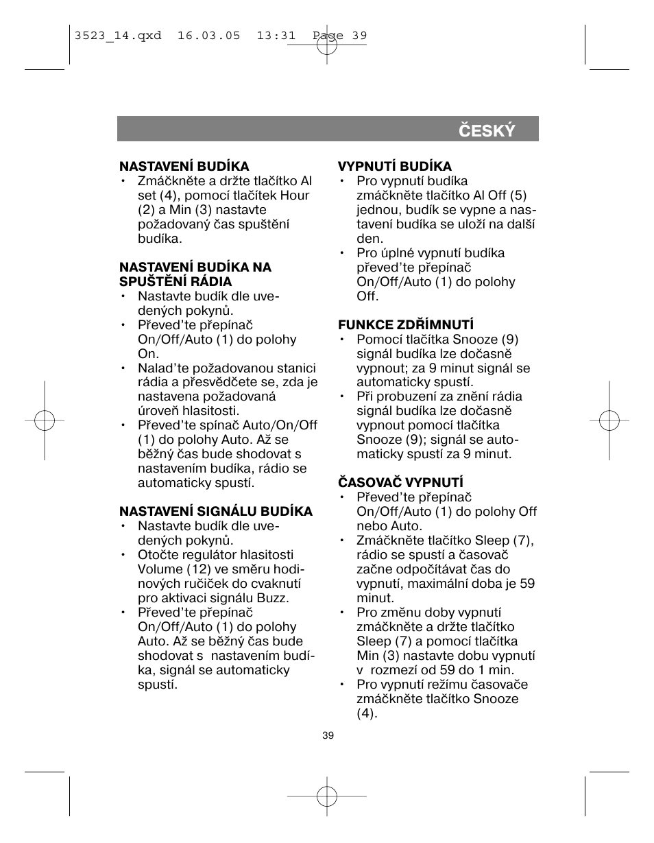 Èeský | Vitek VT-3523 User Manual | Page 40 / 52