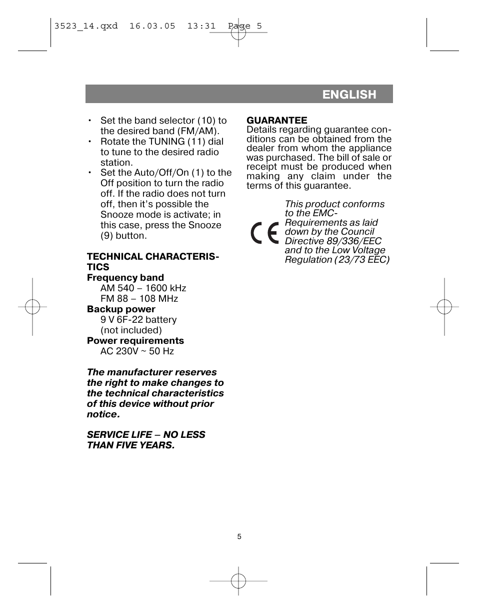English | Vitek VT-3523 User Manual | Page 6 / 52