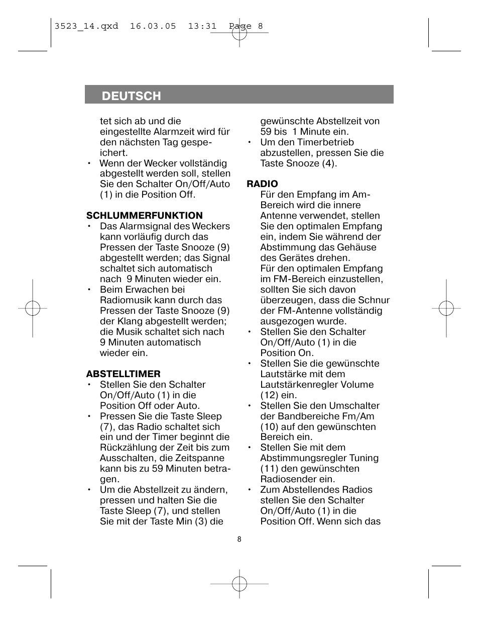 Deutsch | Vitek VT-3523 User Manual | Page 9 / 52