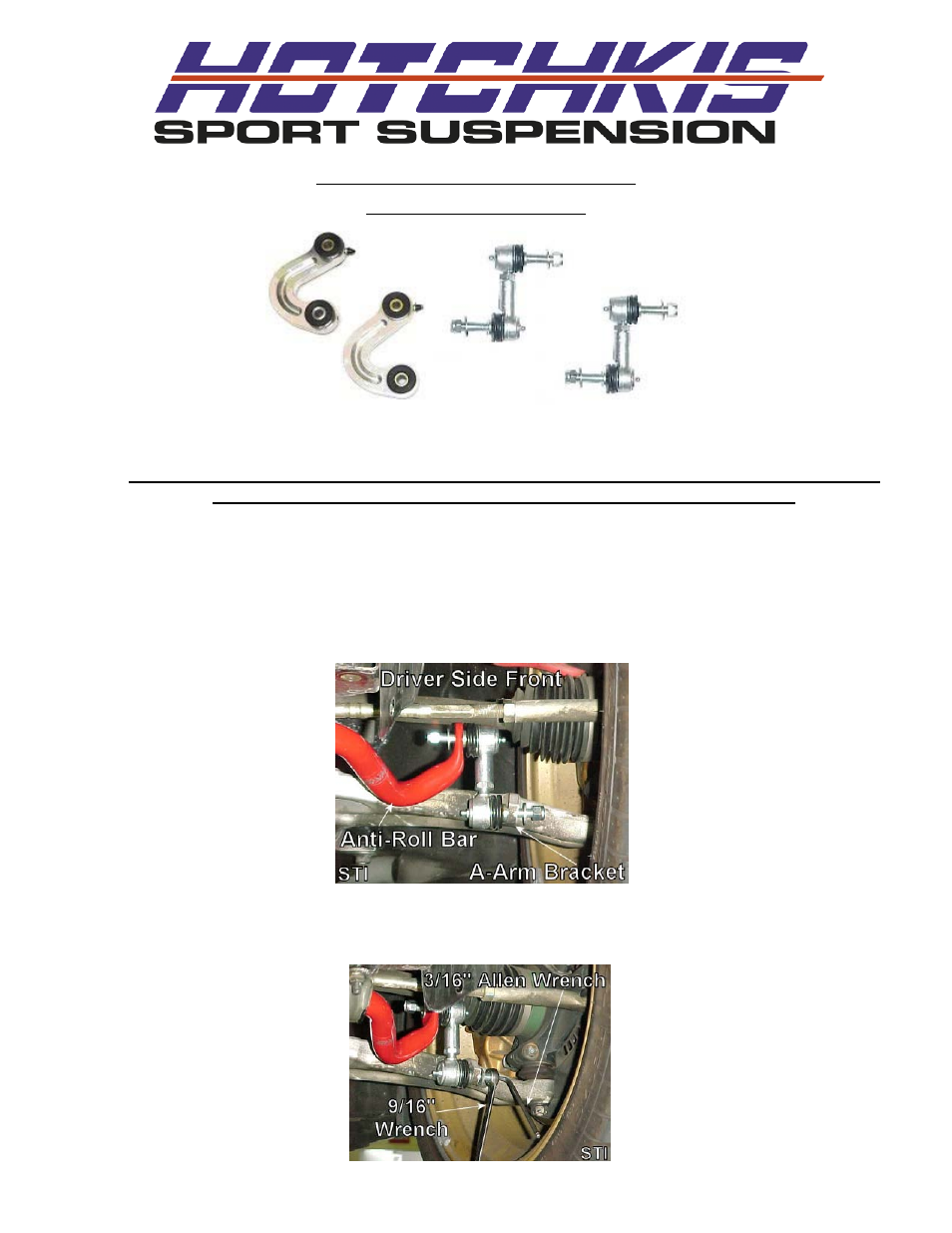 Hotchkis 25407 WRX Competition End Link Set User Manual | 8 pages