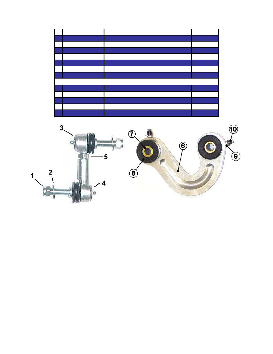 Usubaru wrx competition end link set, parts list, Subaru wrx competition end link set, parts list | Hotchkis 25407 WRX Competition End Link Set User Manual | Page 4 / 8