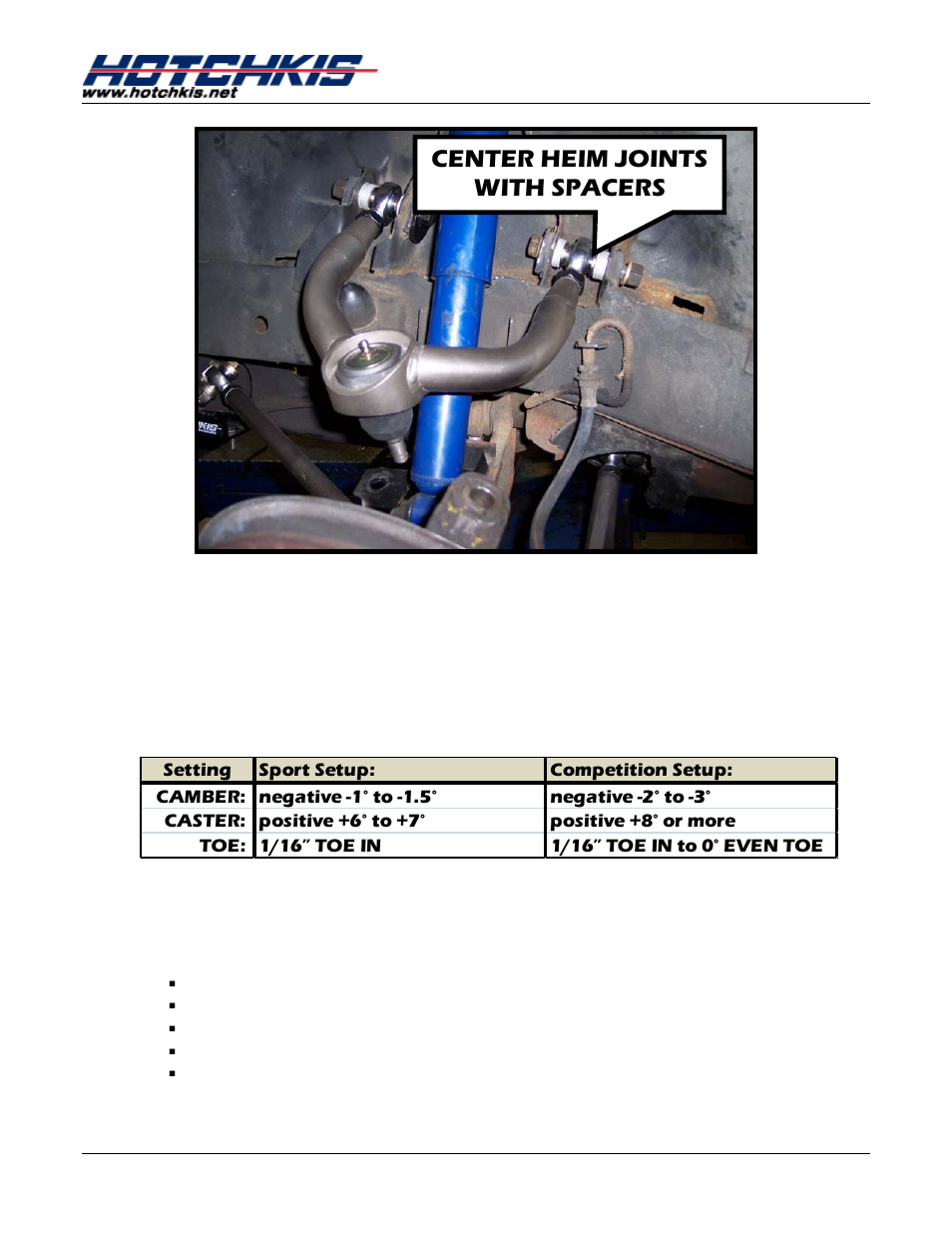 Center heim joints with spacers | Hotchkis 80113 1967-1972 Dodge A-Body Total Vehicle System User Manual | Page 6 / 42