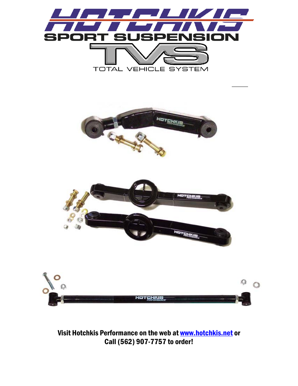 Call (562) 907-7757 to order, 64 b-body chevrolet | Hotchkis 2268 Hardware pack for 59-64 Rear Sway Bar User Manual | Page 20 / 23