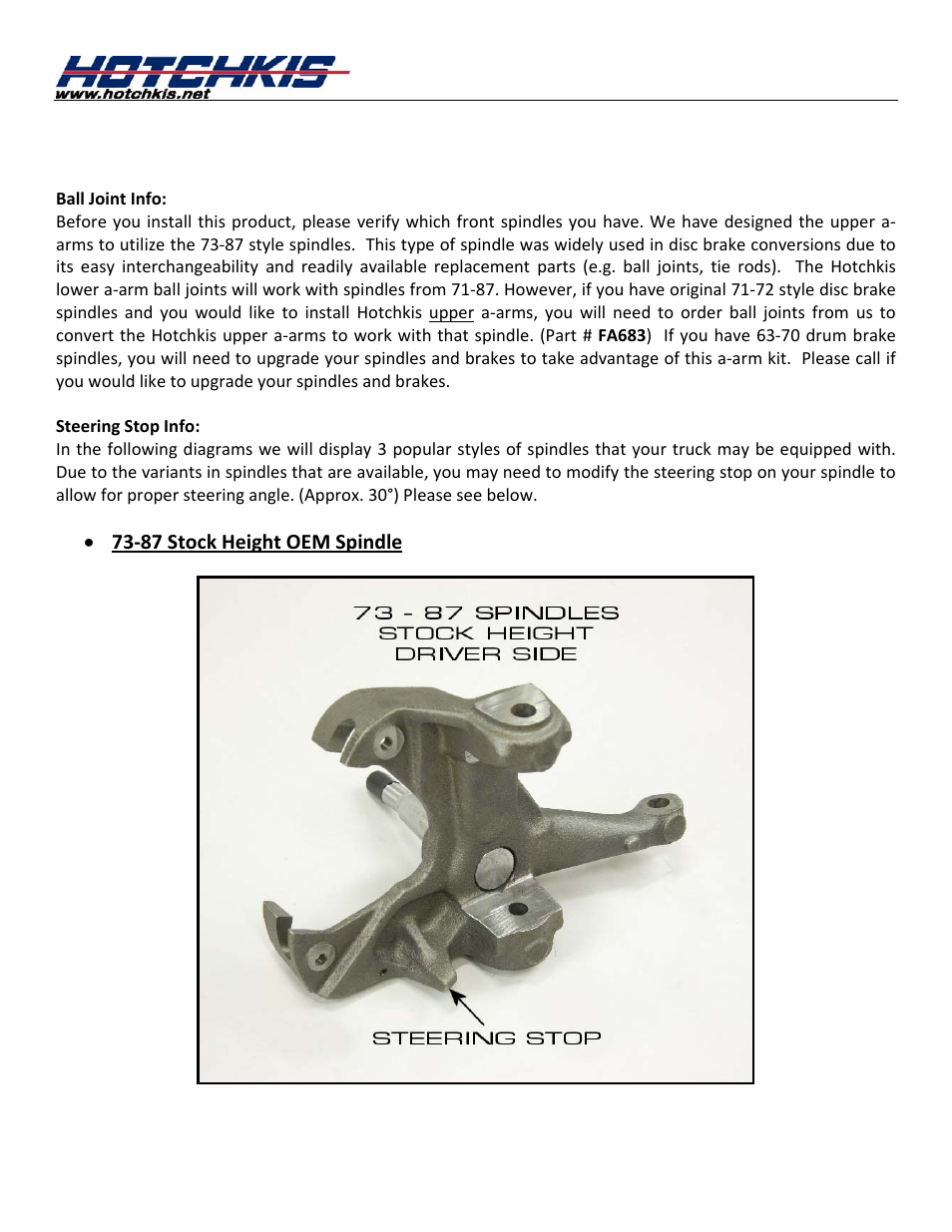 Hotchkis 11390U Tubular Upper Control Arms, 67-72 C-10 User Manual | 15 pages