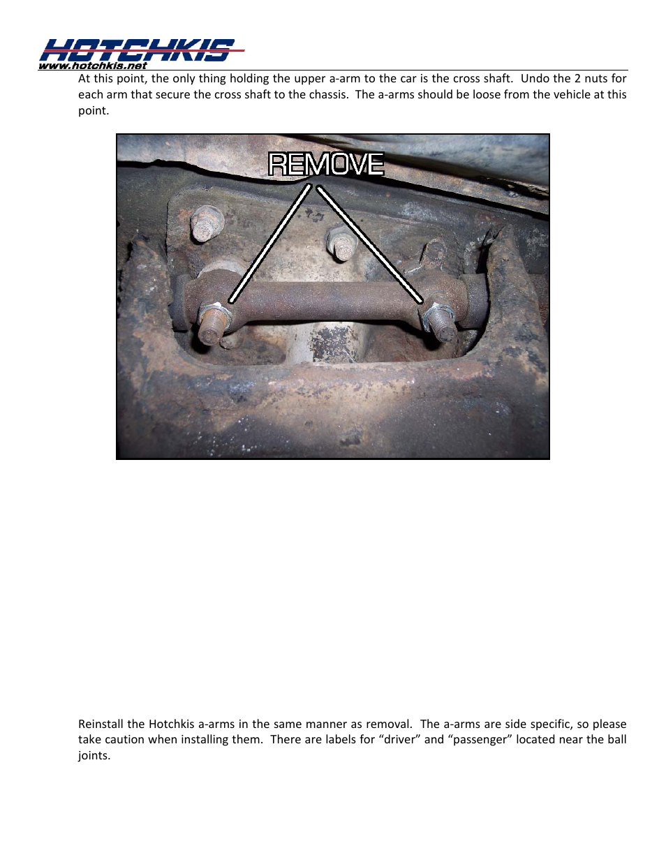 Reinstall the hothckis upper a-arms | Hotchkis 11390U Tubular Upper Control Arms, 67-72 C-10 User Manual | Page 5 / 10
