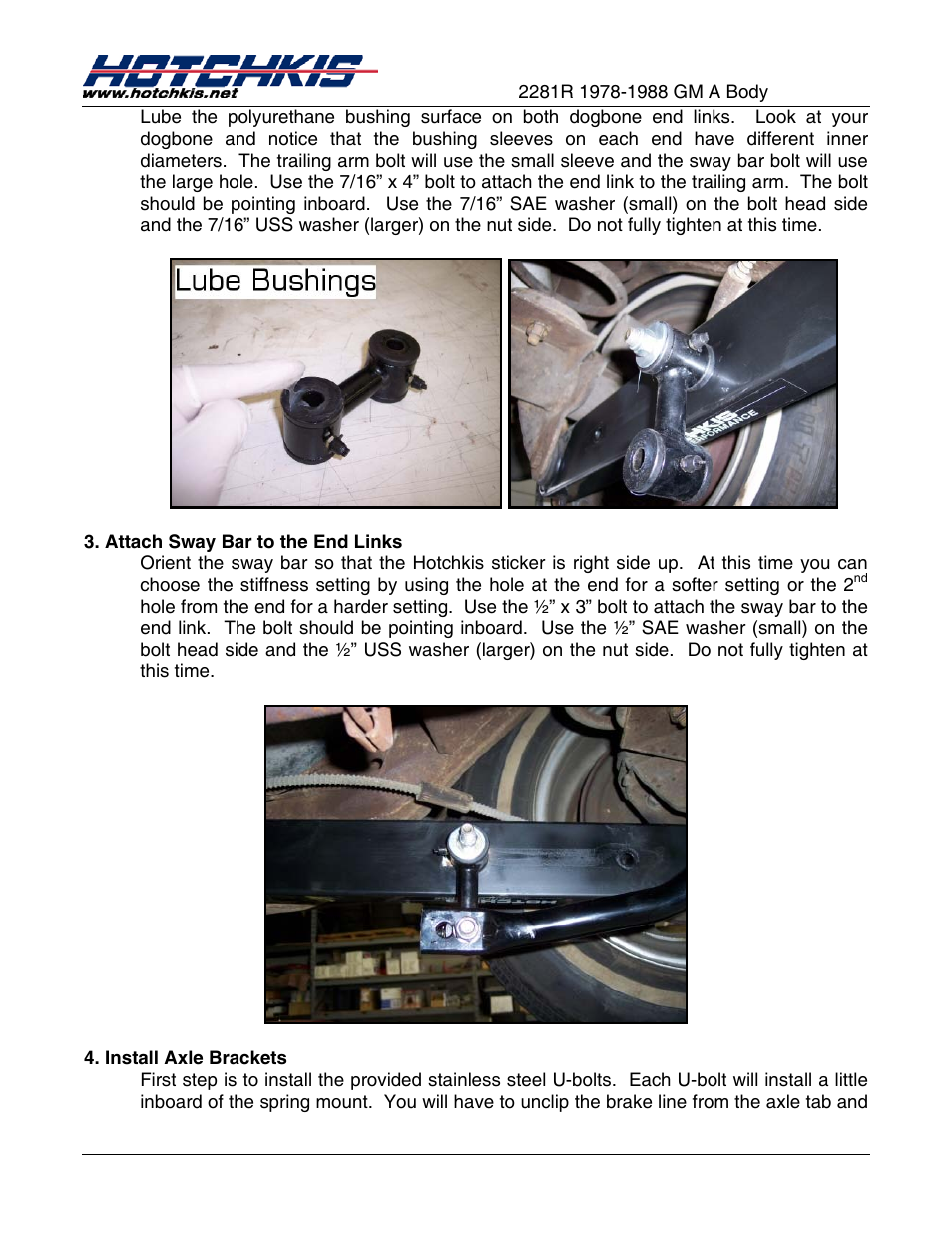 Hotchkis 2281R Sway Bars, Rear, 78-88 GM A, G-Body, Extreme User Manual | Page 2 / 7