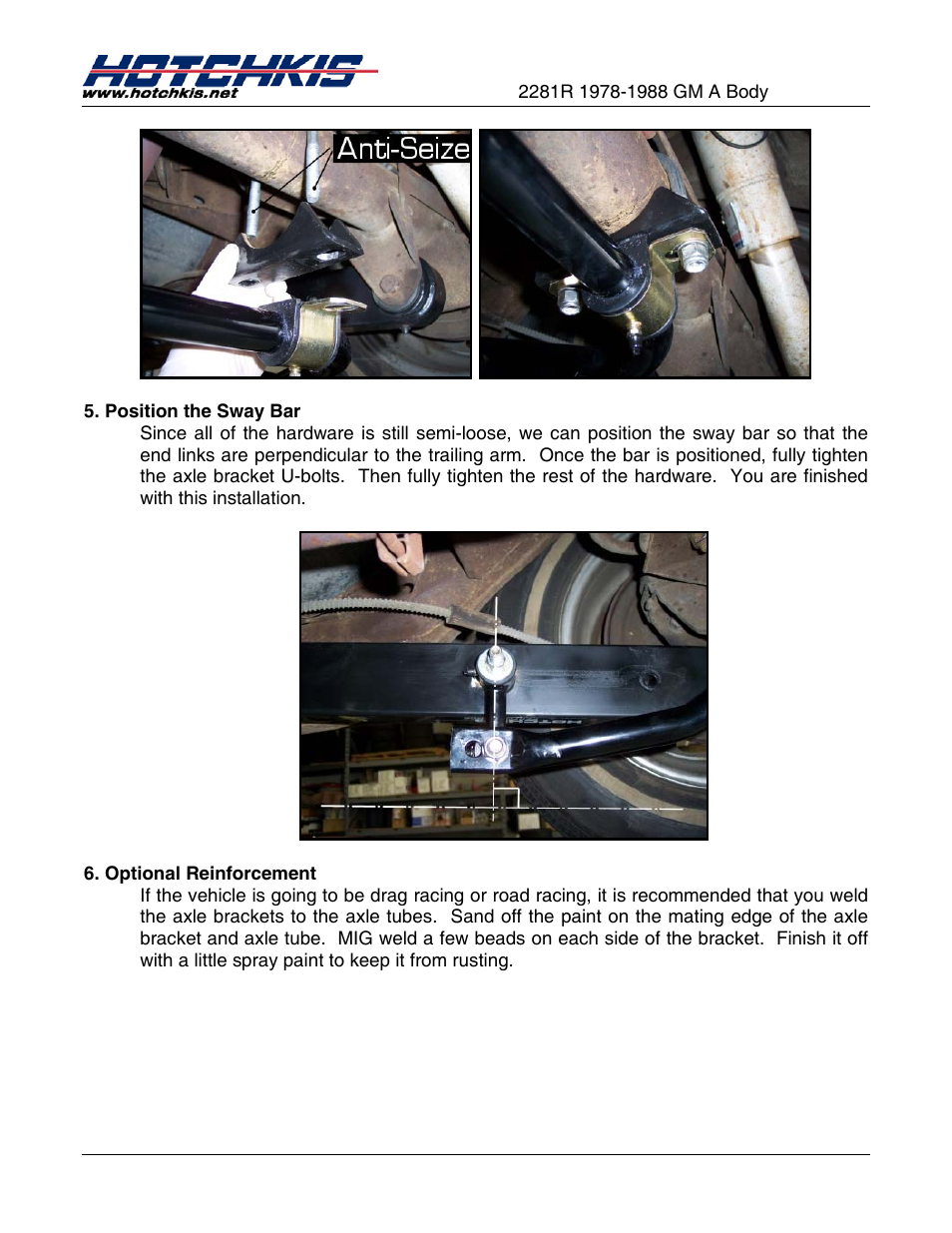 Hotchkis 2281R Sway Bars, Rear, 78-88 GM A, G-Body, Extreme User Manual | Page 4 / 7