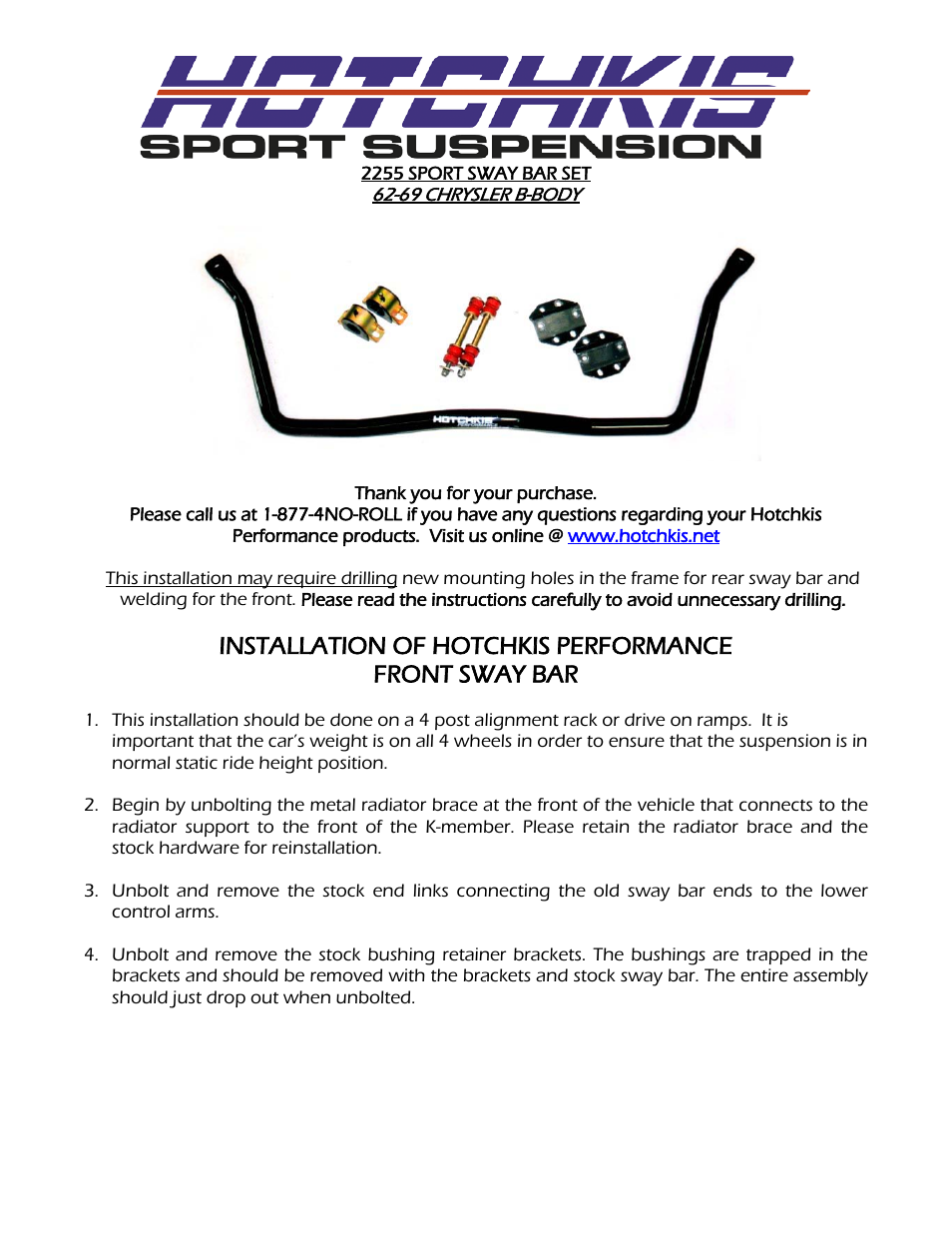 Front sway bar | Hotchkis 80110 1966-1969 Mopar B-Body TVS System User Manual | Page 28 / 62