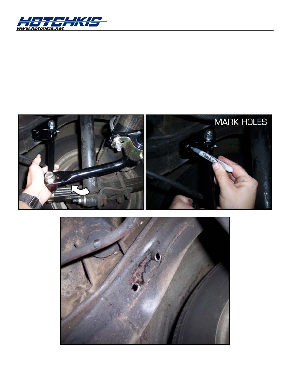Drill holes for the frame brackets | Hotchkis 22105 "Tri 5 Chevy Front Sport Sway Bar" User Manual | Page 11 / 16