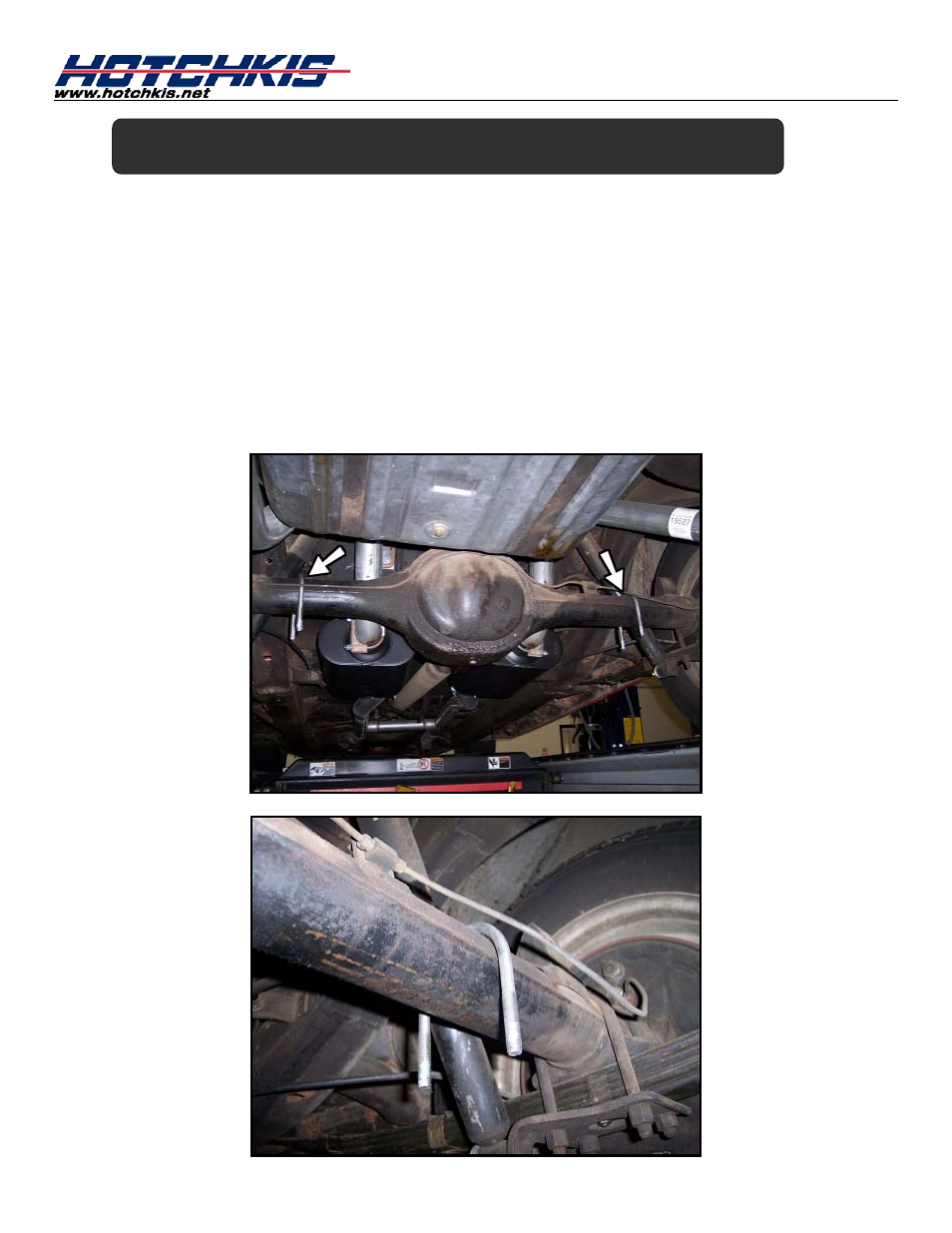 Installation of hotchkis rear sway bar, Raising car, Install u-bolts (kit#t1722) on rear axle | Hotchkis 22105 "Tri 5 Chevy Front Sport Sway Bar" User Manual | Page 8 / 16