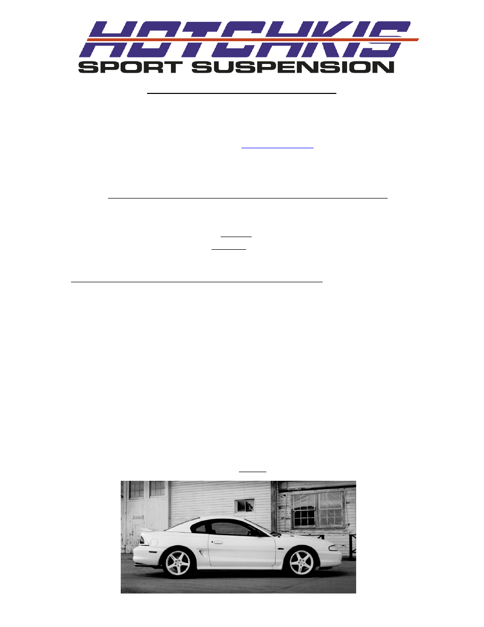 Hotchkis 1805 1979-1998 Mustang Rear Suspension Pckg. User Manual | 10 pages