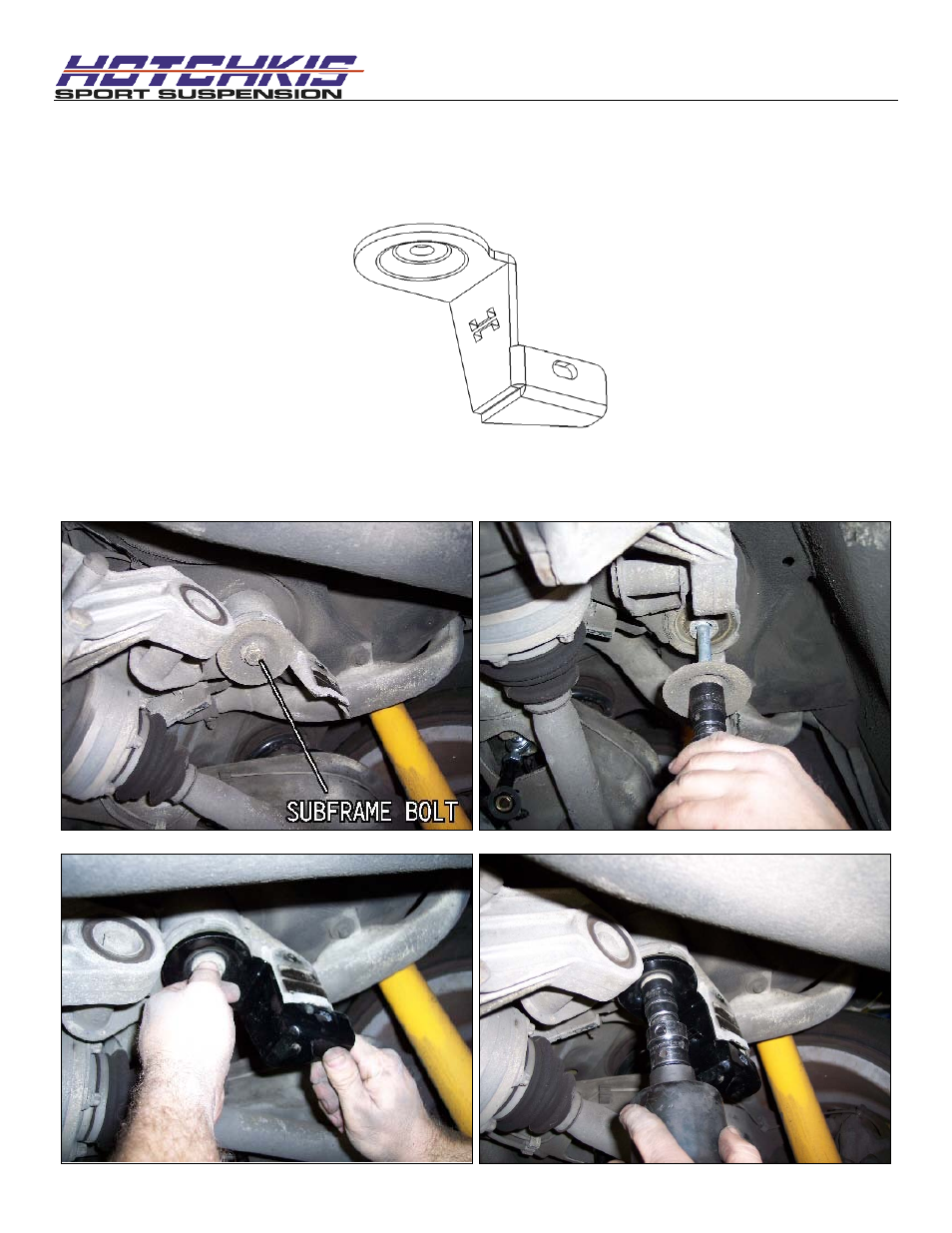 Install the bushing mount reinforcement bracket | Hotchkis 22835F BMW E36 Front Sway Bar User Manual | Page 5 / 12