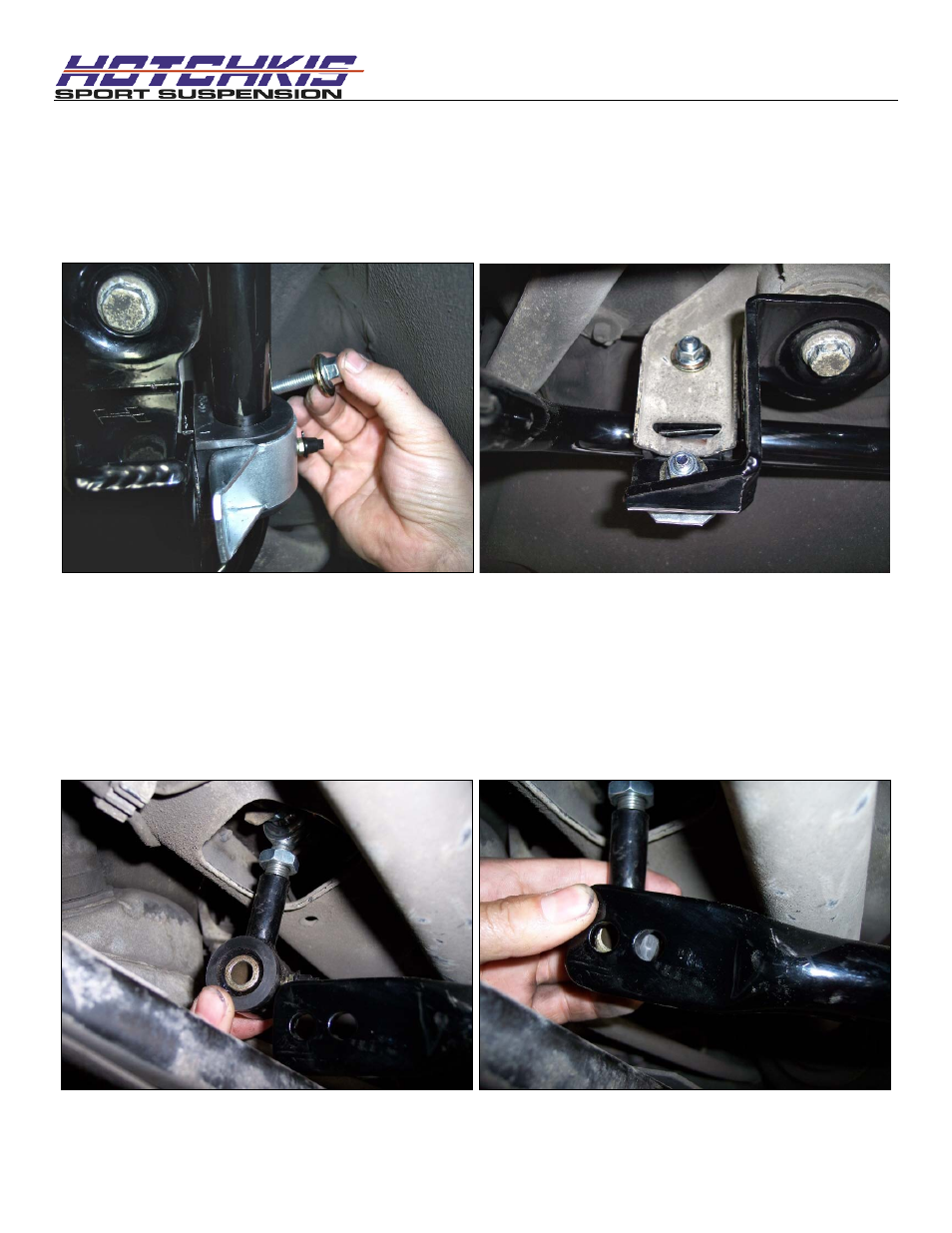 Install bushing bracket hardware, Securing end links to sway bar | Hotchkis 22835F BMW E36 Front Sway Bar User Manual | Page 8 / 12