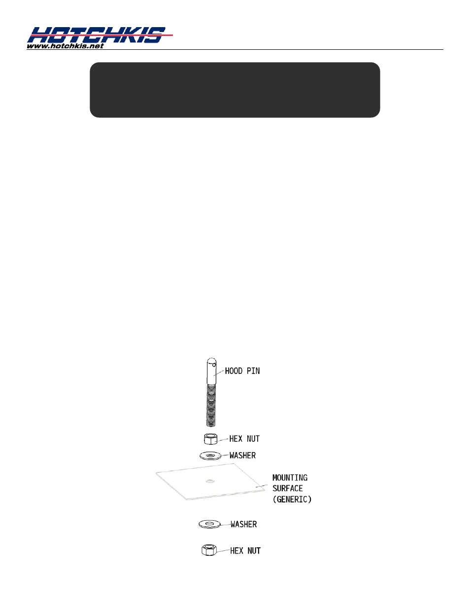 Hotchkis 1760 Quick Release Billet Hood Pin Kit User Manual | 9 pages