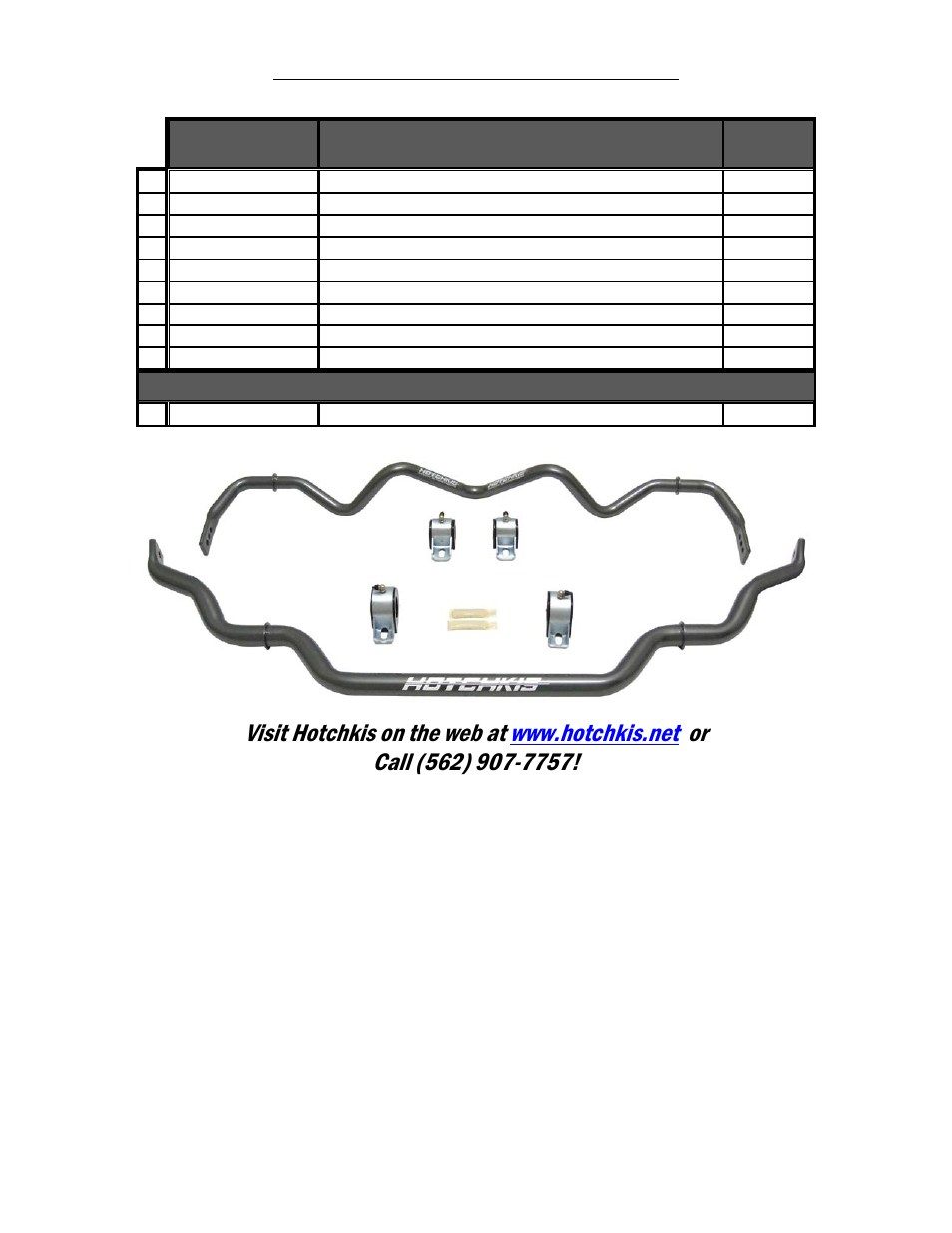 Hotchkis 22441 Sport Sway Bar Set, 08+ 370Z, G37, G37S, G35 User Manual | Page 11 / 14