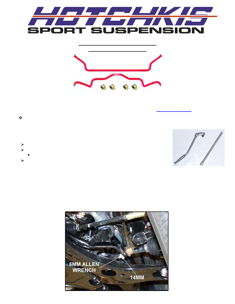 Hotchkis 22400 Toyota Celica Sport Sway Bar Set User Manual | 16 pages