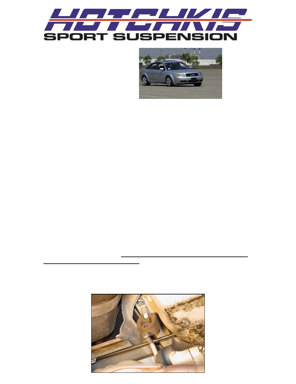 Hotchkis 22822 Audi A6 Sport Sway Bar Set Black User Manual | 9 pages