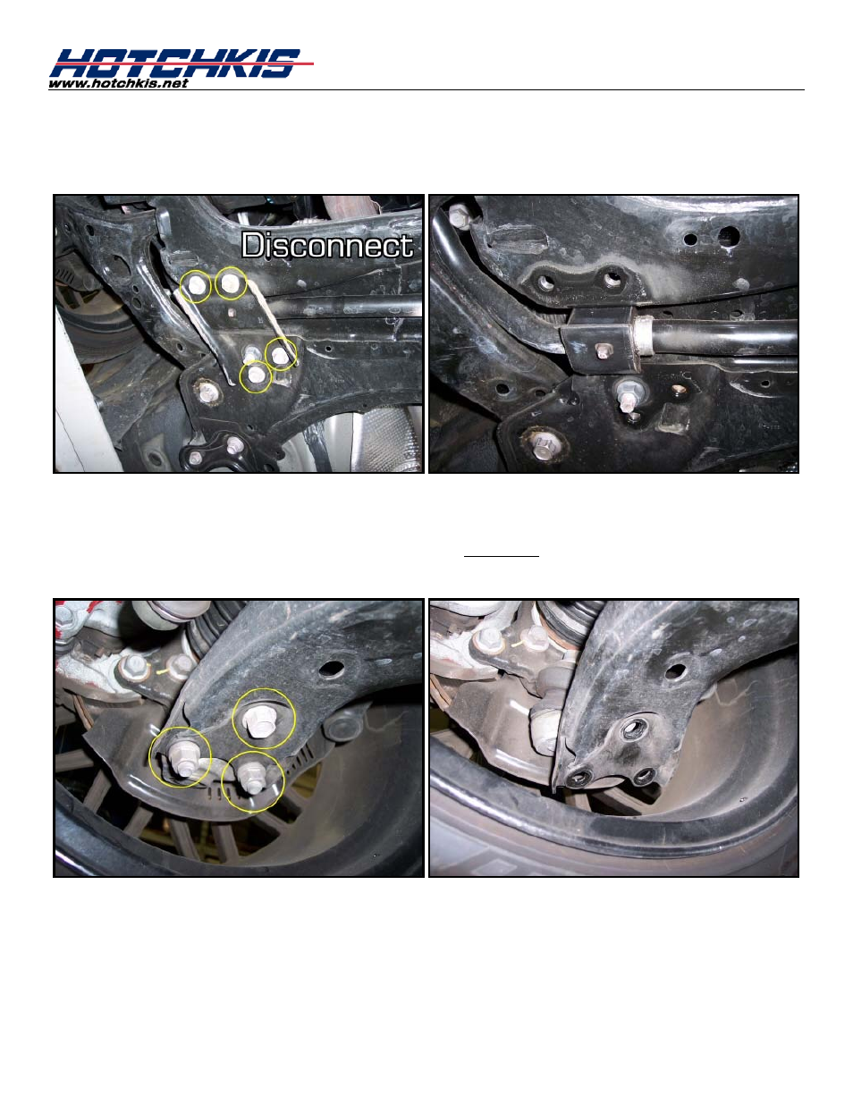 Remove bushing plates, Disconnect the lower ball joint | Hotchkis 22429 2008 Scion xB Sport Sway Bars User Manual | Page 2 / 8
