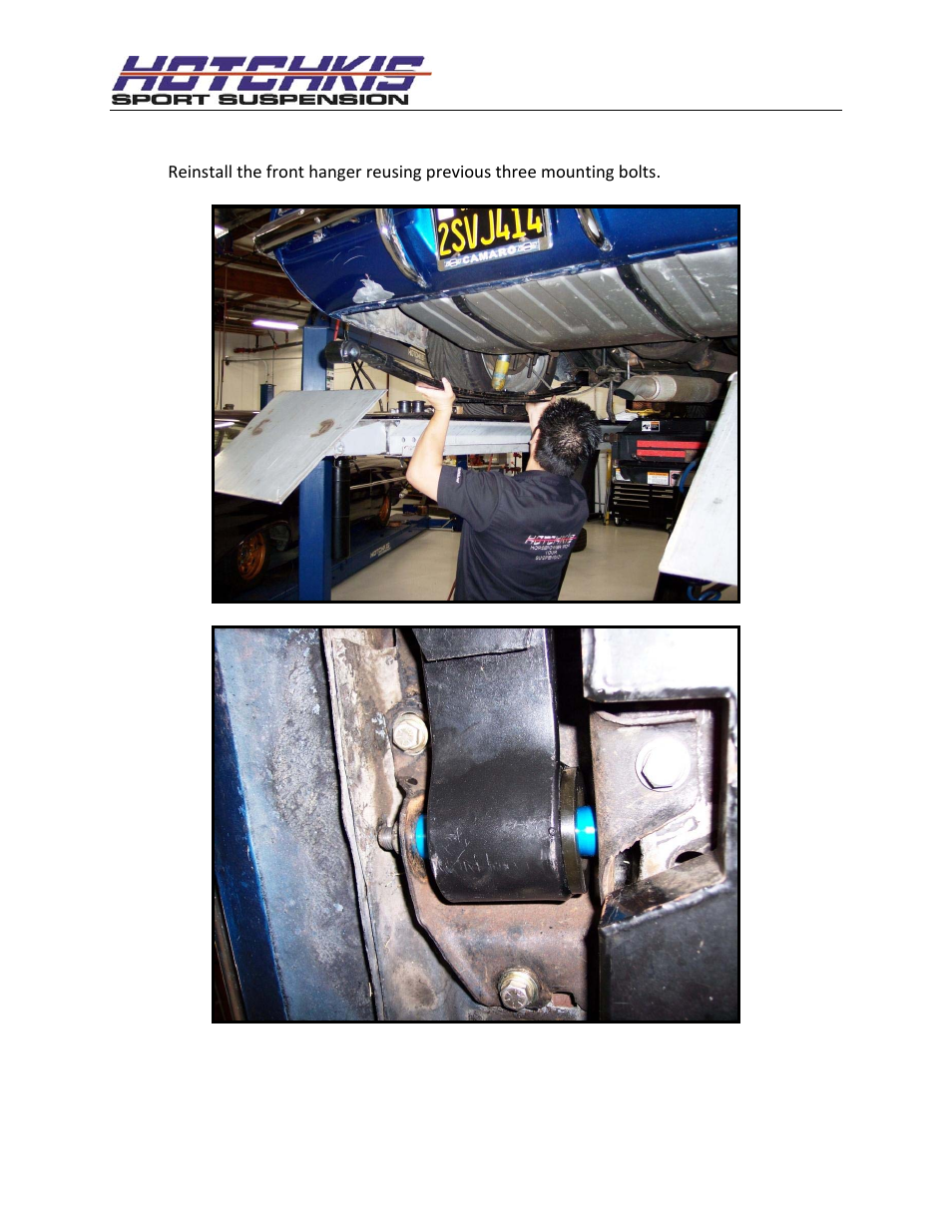 Reinstall the front hanger | Hotchkis 21016 PIVOT BUSHING KIT 67-69 GM F-BODY User Manual | Page 11 / 15