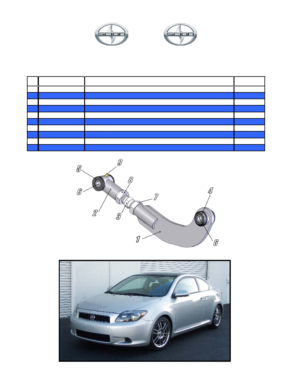 Rear upper camber link (12425) | Hotchkis 12425 Scion TC Sport Rear Camber Links User Manual | Page 6 / 9