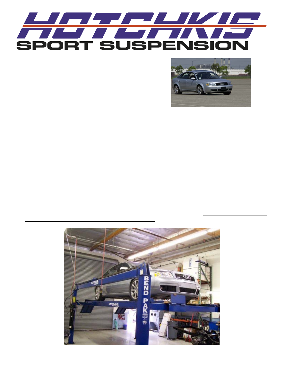 Hotchkis 22827 Audi RS6 Sport Sway Bar Set User Manual | 11 pages