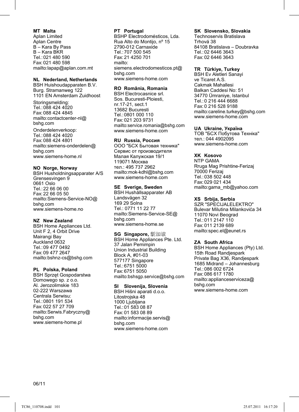 Siemens TC 86510 User Manual | Page 105 / 108