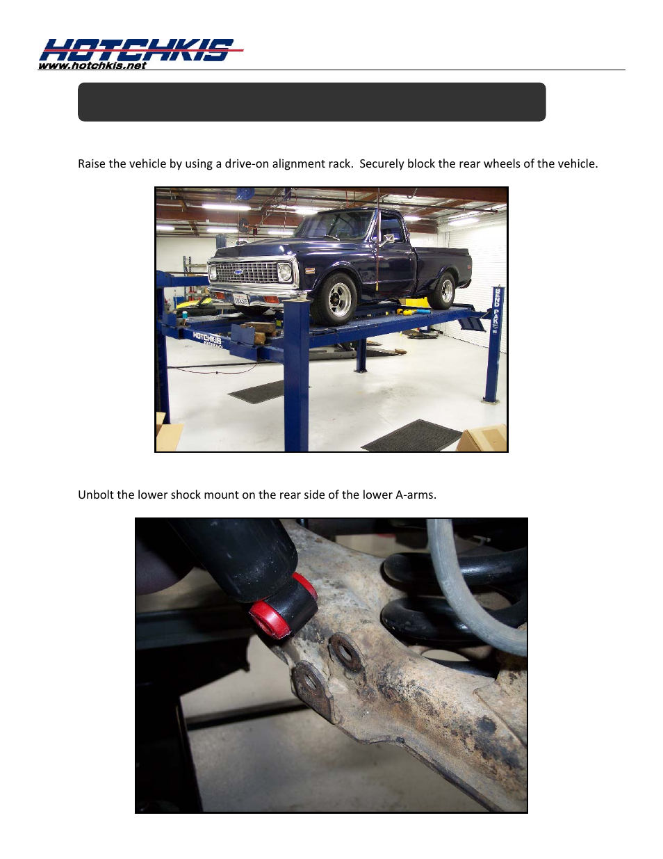 Installation of hotchkis lower a-arms | Hotchkis 80390 TVS System, Stage 1, 67-72 C-10 Small Block, 4'-6' Drop, 2WD User Manual | Page 5 / 100