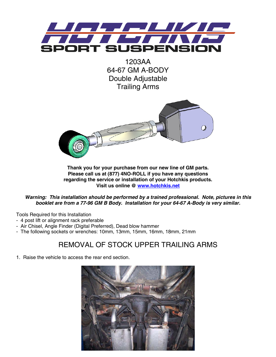 Hotchkis 1804A Rear Suspension Package, Adjustable, 64-67 GM A Body User Manual | 28 pages
