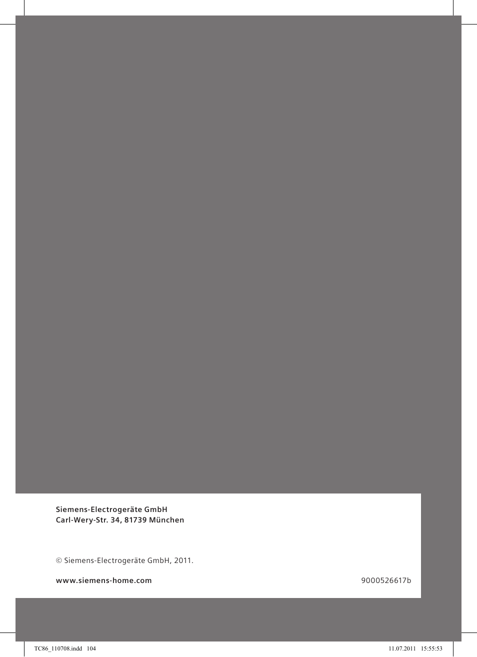 Siemens TC 86348 User Manual | Page 108 / 108