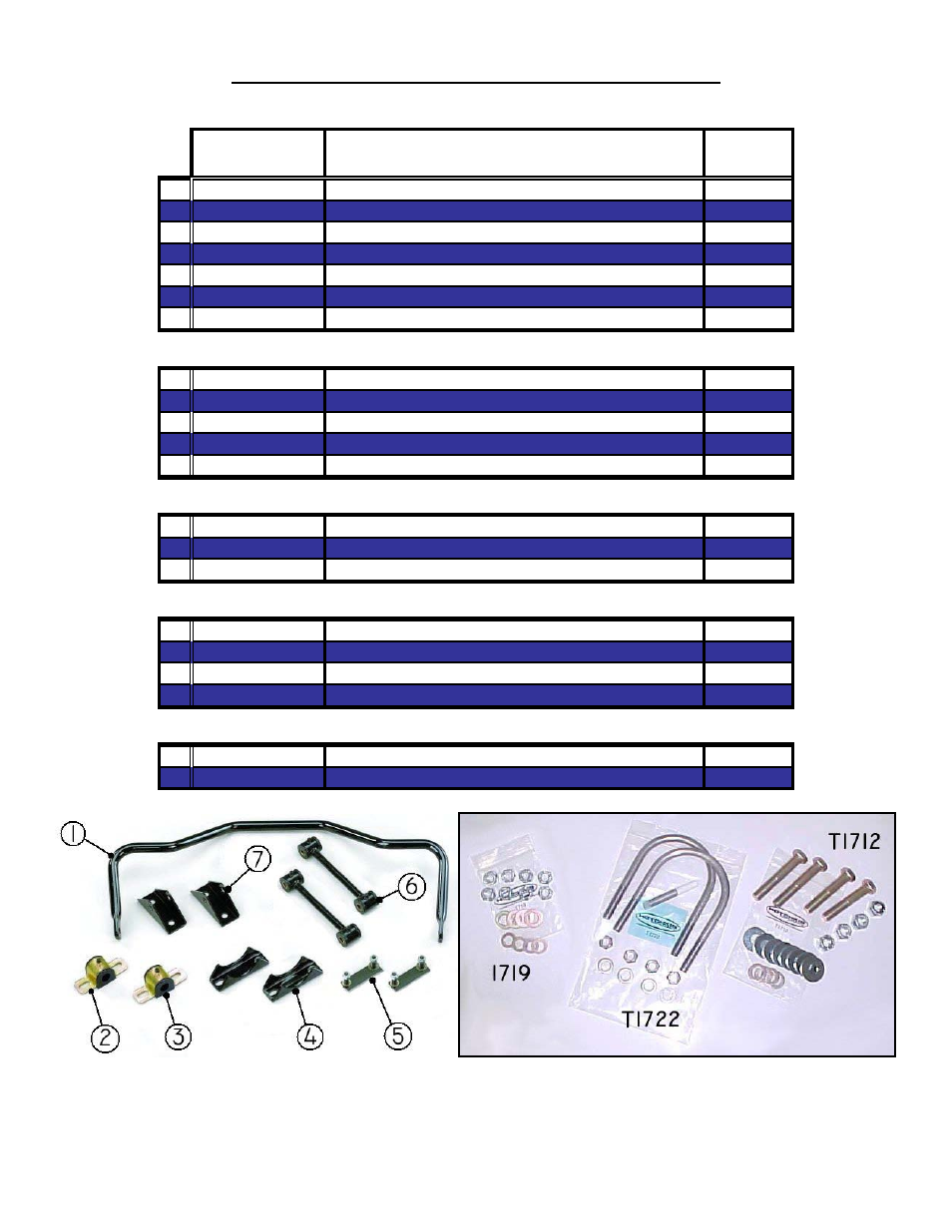 74 gm x-body rear sway bar, parts list | Hotchkis 2260R 1968-1974 Nova Rear Sport Sway Bar User Manual | Page 7 / 10