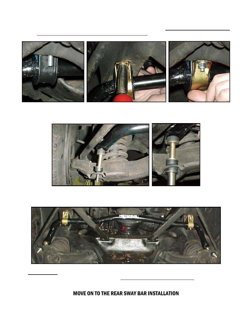 Move on to the rear sway bar installation | Hotchkis 2273 Sway Bars, Set, 67-70 GM B-Body, Sport User Manual | Page 6 / 15