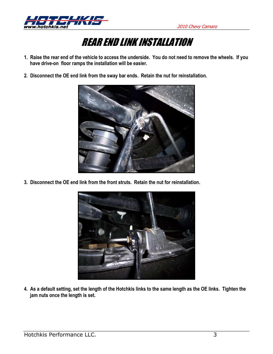 Rear end link installation | Hotchkis 80117 TVS System, Stage 3, 10-11 Camaro, Race Pack User Manual | Page 28 / 29