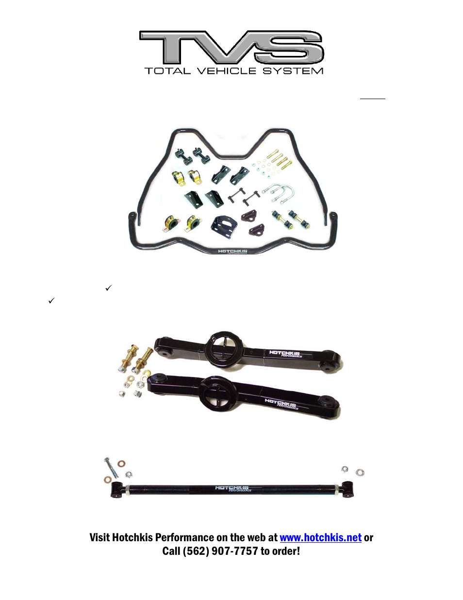 64 b-body chevrolet, Tubular front and rear sport sway bar set | Hotchkis 1820 Rear Suspension Package, Adjustable, Single Upper, 59-64 GM B Body User Manual | Page 5 / 23