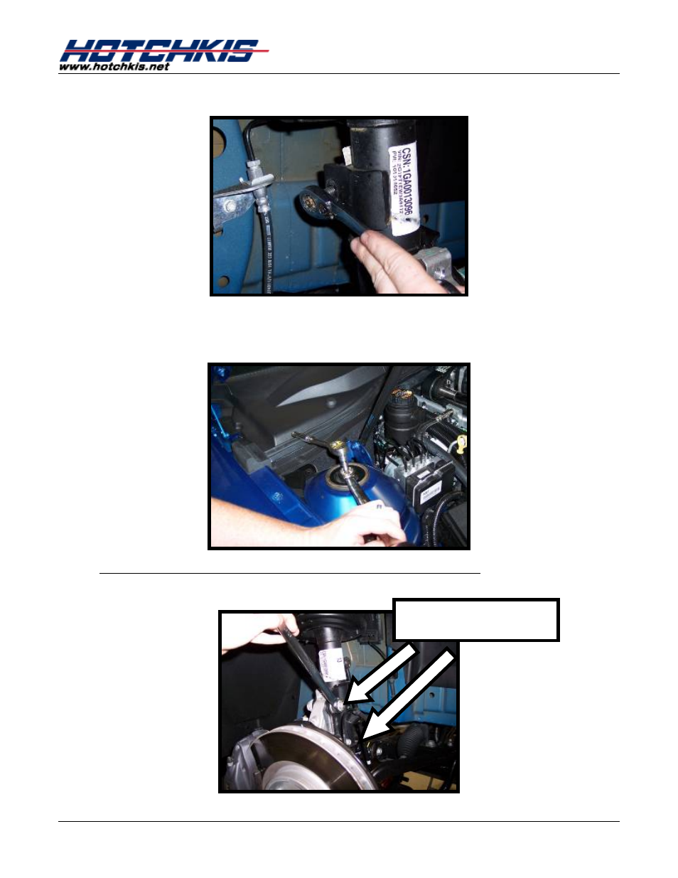 Spindle bolts | Hotchkis 20109 Chassis, Max Strut Tower Brace, 10-11 Camaro User Manual | Page 4 / 11