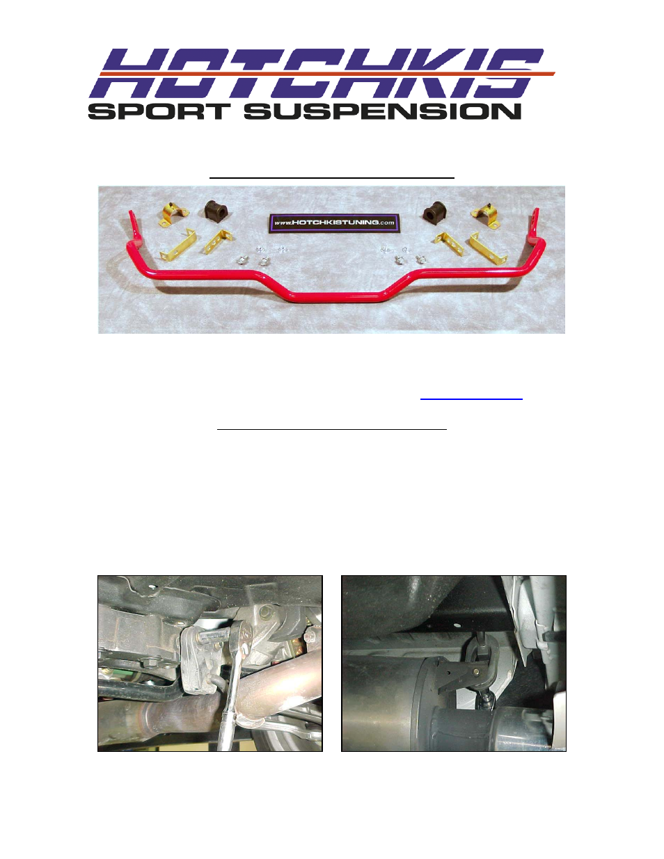 Hotchkis 22423 EVO 8-9 Rear Sport Sway Bar User Manual | 10 pages