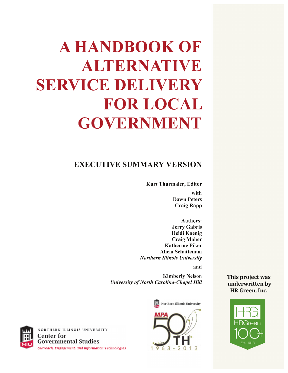 HR Green ASD for Local Governments Handbook - Executive Summary User Manual | 15 pages