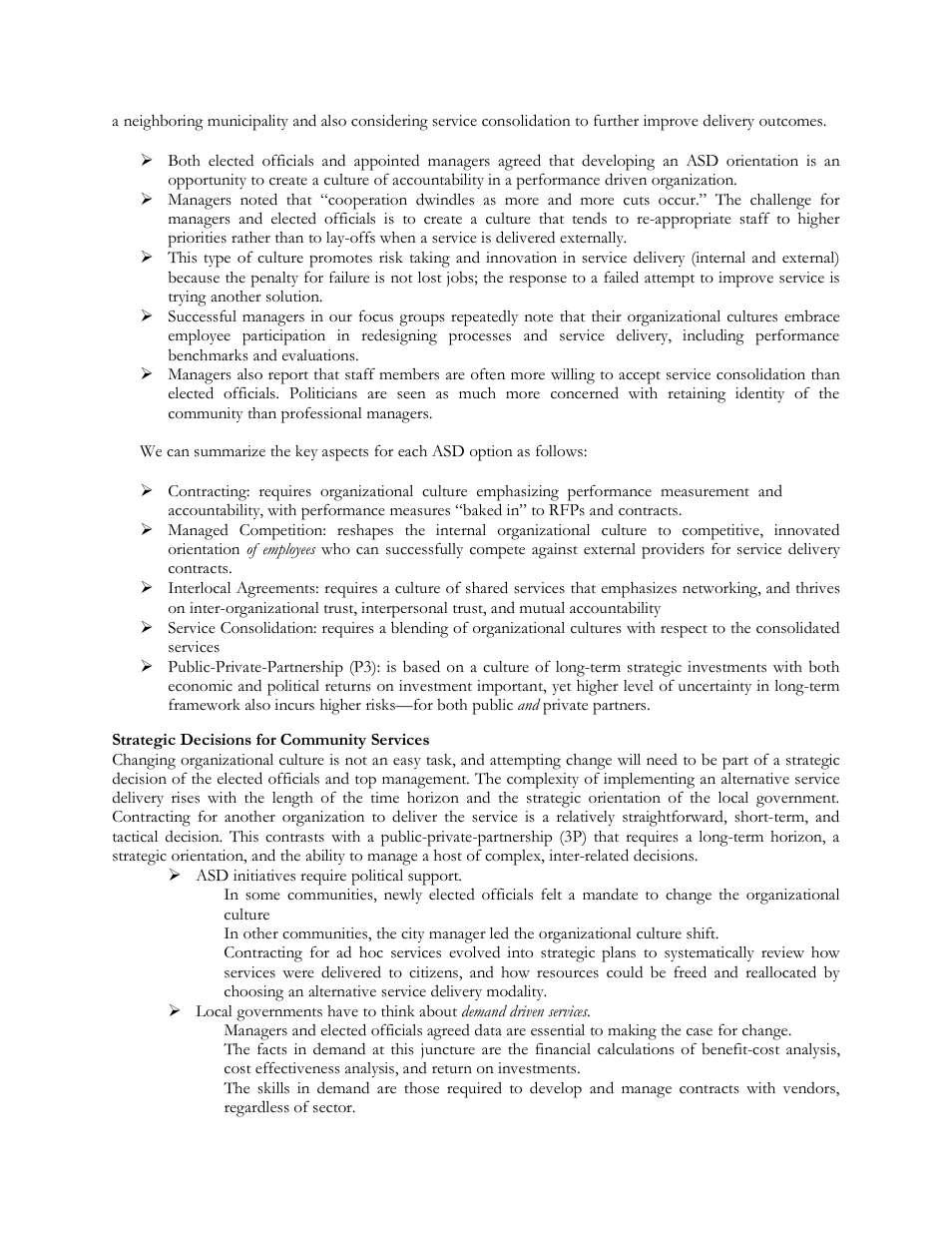 Strategic decisions for community services | HR Green ASD for Local Governments Handbook - Executive Summary User Manual | Page 13 / 15