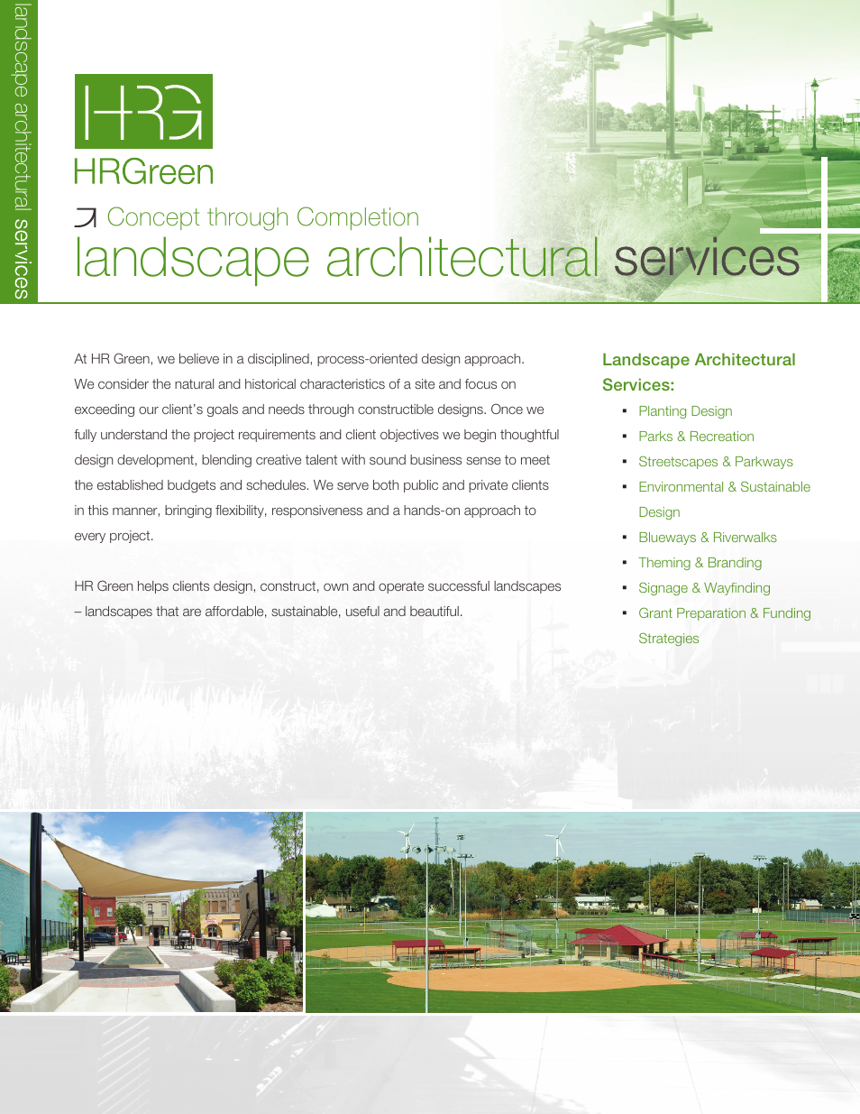 HR Green Landscape Architecture Brochure User Manual | 2 pages